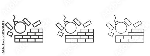 Demolition icon in Line Art Style for Design collection