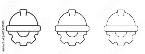 Construction worker icon in Line Art Style for Design collection