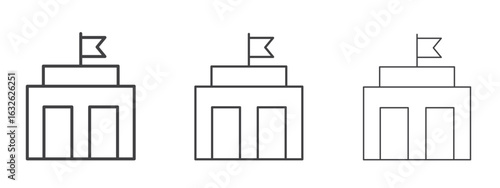 City hall building icon in Line Art Style for Design collection