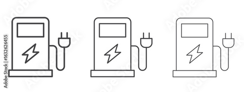 Charging station icon in Line Art Style for Design collection