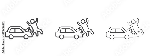 Car accident icon in Line Art Style for Design collection