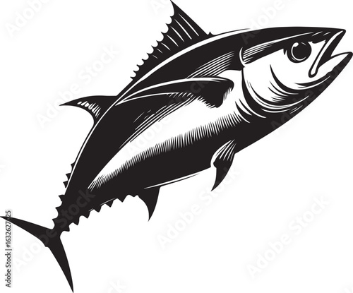 Majestic albacore tuna swimming gracefully silhouette