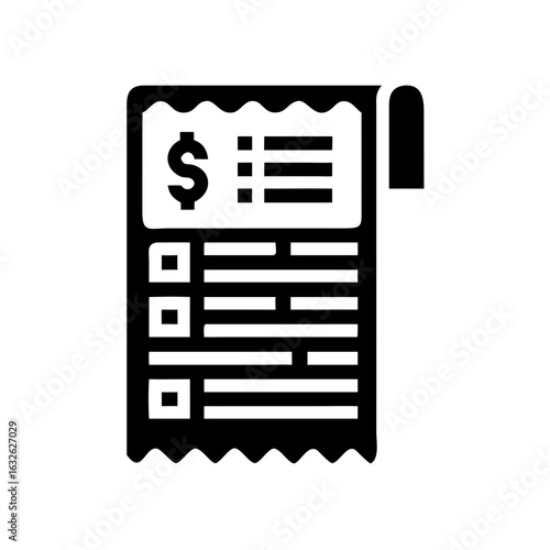 Vector icon of a receipt with details and price list