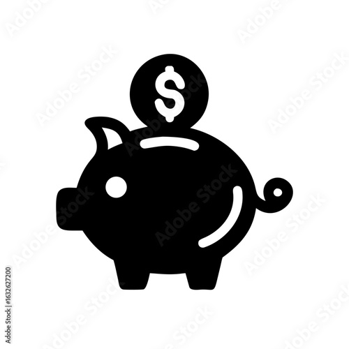 Piggy bank with a coin icon representing savings and finance