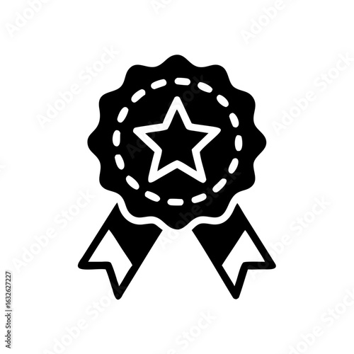 Premium quality badge icon with star and ribbons