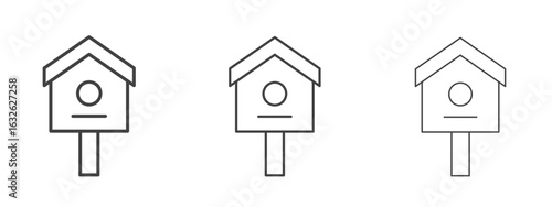 Bird house icon in Line Art Style for Design collection