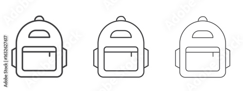 Backpack icon in Line Art Style for Design collection