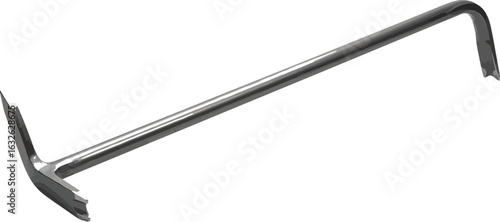 Vector art of a sturdy steel wrecking bar, also known as a crowbar, used for demolition, construction, and prying, a clean for clarity