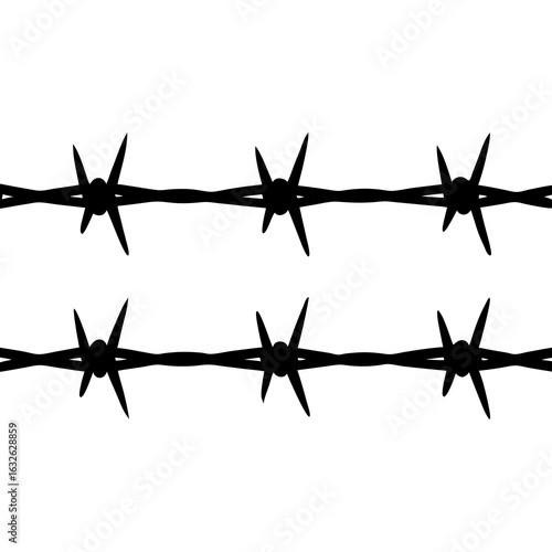 Three straight barb wires black vector