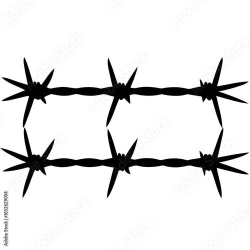 Three straight barb wires black vector