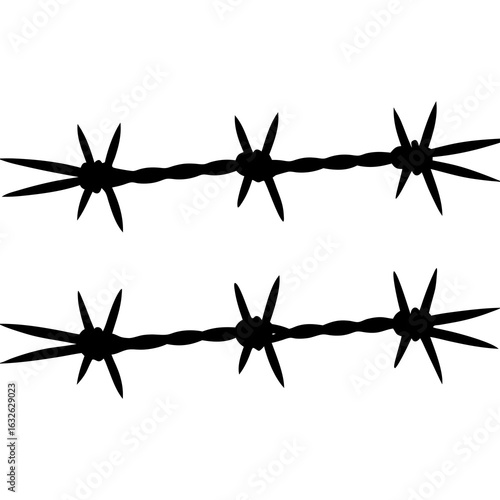 Three straight barb wires black vector