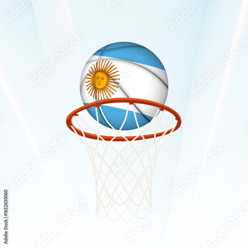 Argentina Flag Basketball Scoring Through Hoop.