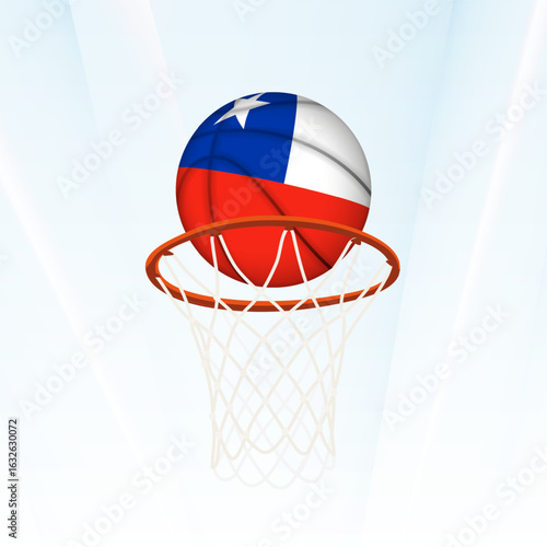 Chile Flag Basketball Scoring Through Hoop.
