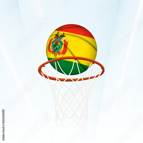 Bolivia Flag Basketball Scoring Through Hoop.