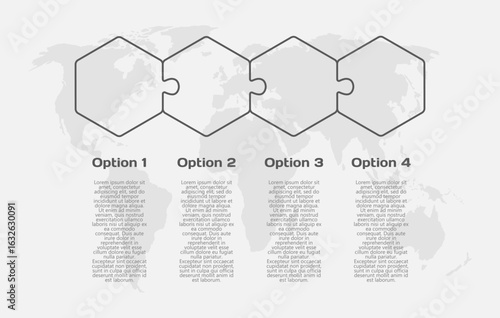 Four steps line infographic, puzzle diagram