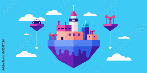 Floating city birthday party drones delivery