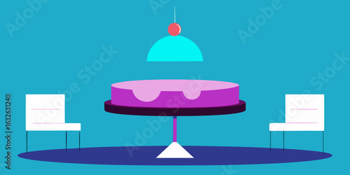 Futuristic minimalist birthday lounge levitating