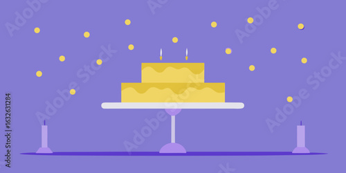 Golden confetti raining dreamy lavender cake