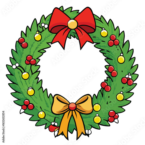 christmas wreath with holly berries