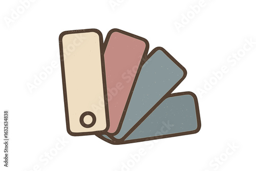 Vintage color swatch palette icon set, retro paint sample cards, dusty rose, muted blue, beige tones, antique textured vector illustration, graphic design resource, isolated transparent background