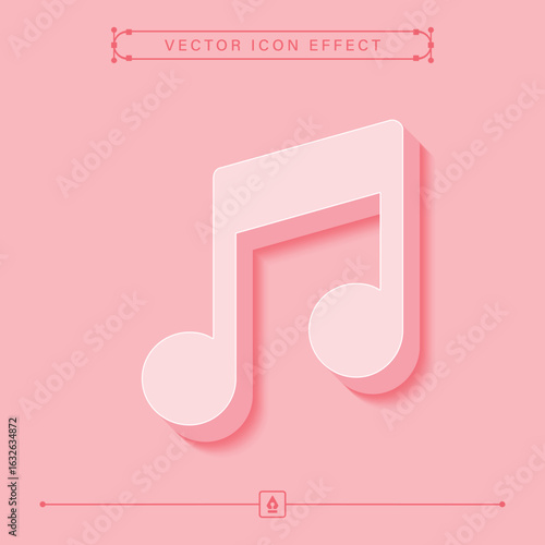 3D Minimal Pink Music Note Icon Vector with Modern Smooth Design and Clean Symbolic Style