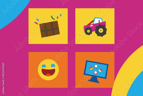 Set of colorful icons house taxi smartphone wheelchair barcode vector