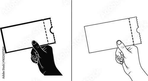 Hand holding ticket blank ticket ticket stub vector design