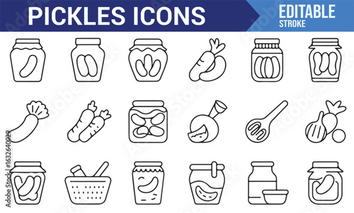 Set of pickles icons ideal for grocery, food, and condiment themes