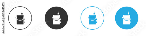 Walkie talkie icon in editable flat vector in black and white