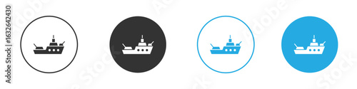 Warship icon in editable flat vector in black and white