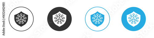Virus protection shield icon in editable flat vector in black and white
