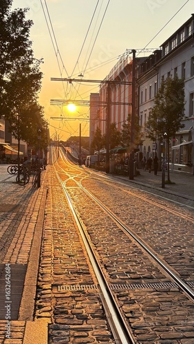 city railway at Sunset 