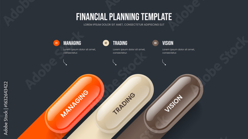 Corporate Planning Three Element Infographic Slideshow Template. Marketing Visualization Presentation Design Vector Illustration. Project Plan 3 Option Diagram Frame Layout.