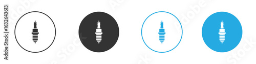 Spark plug icon in editable flat vector in black and white