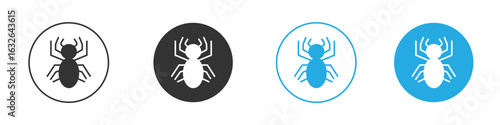 Spider icon in editable flat vector in black and white