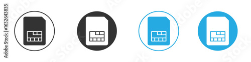 Sim card icon in editable flat vector in black and white