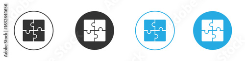 Puzzle icon in editable flat vector in black and white