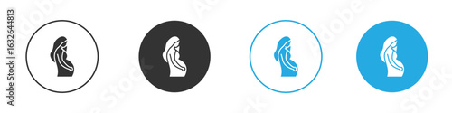 Pregnant woman icon in editable flat vector in black and white