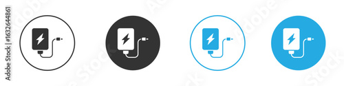 Power bank icon in editable flat vector in black and white