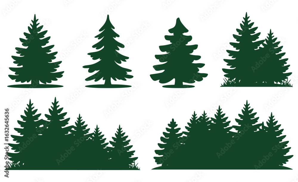 Fototapeta premium Pine tree vector design, Pine tree silhouettes.