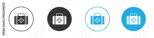 Medical aid kit icon in editable flat vector in black and white