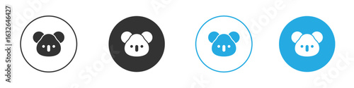 Koala head icon in editable flat vector in black and white