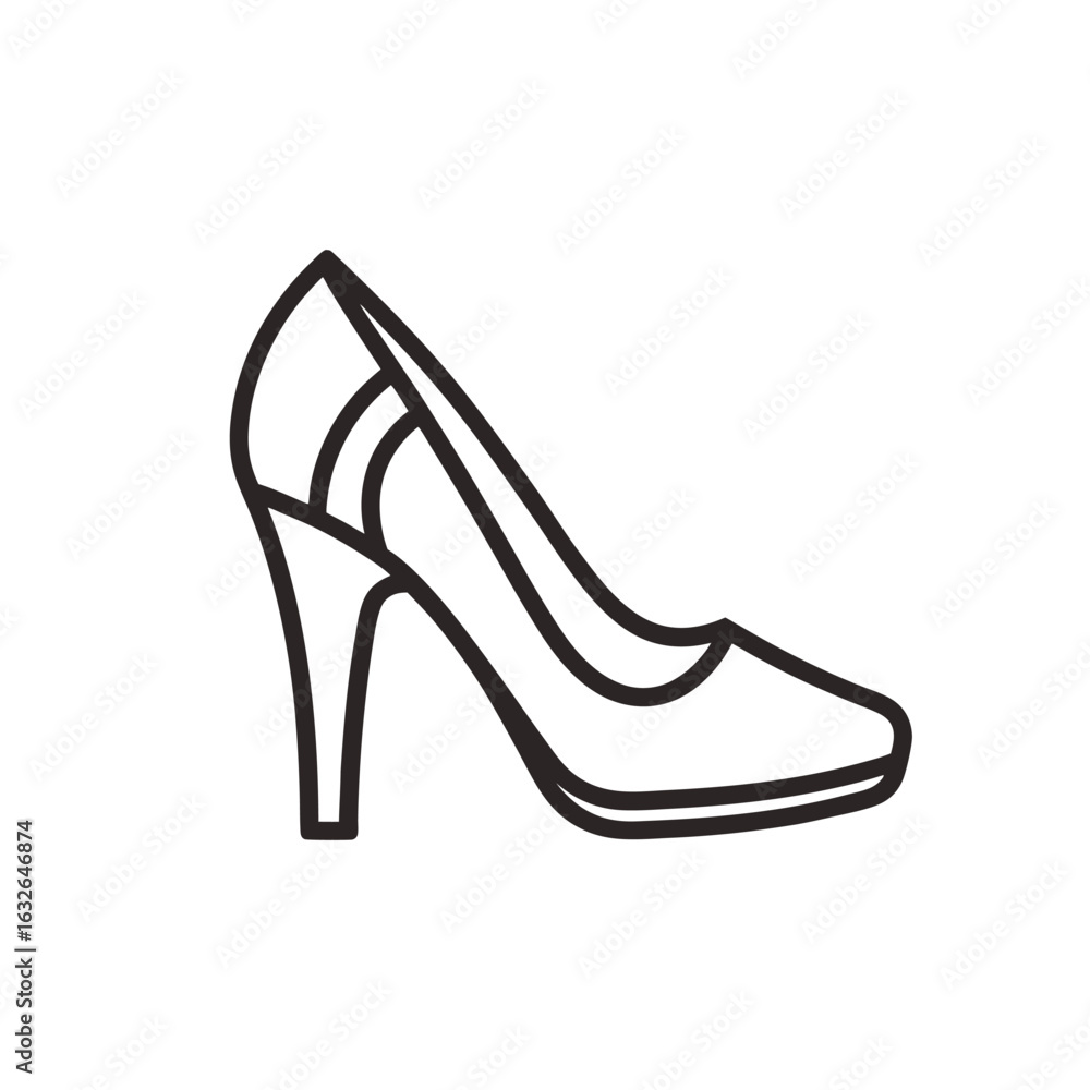 Obraz premium women high hill shoes outline vector icon on white brackground