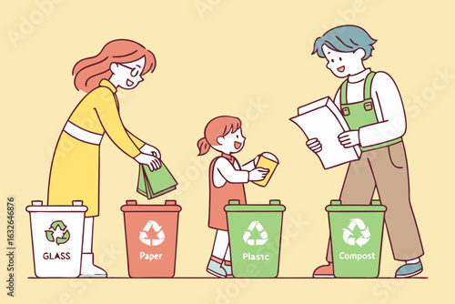 Family Recycling and Waste Sorting at Home