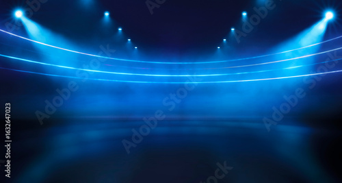 Fresh cyberpunk stadium with neon lights illumination