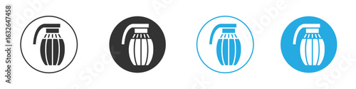 Hand grenade icon in editable flat vector in black and white