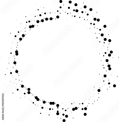 Abstract circular design with inside-outside dotted rays and a large open center.