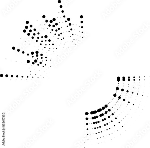 Vector shape featuring two sets of long dotted rays projecting symmetrically from the center.