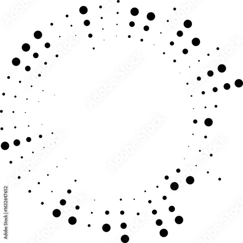Circular vector showing half inside-outside irregular rays surrounding an empty medium-sized center.