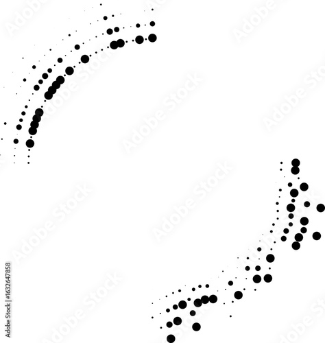 Circular dotted rays arranged irregularly and projecting outward from the central point in a radiating layout.